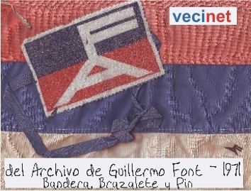 Archivo Guillermo Font - 1971 - Bandera de lona, Brazalete de lana y Pin de bronce...
