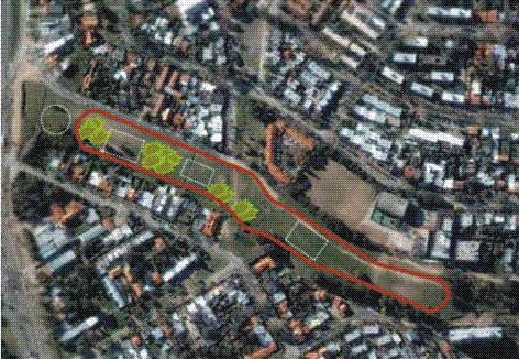 Vista satelital de sector del Parque Baroffio y la pista propuesta por Comisin vecinal